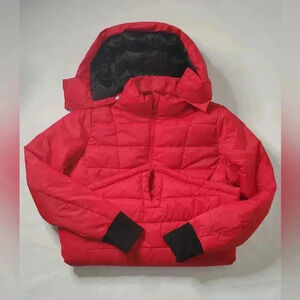 Swiss-Tech  Puffer Down Jacket/Coat Red Full Zip Hooded Sz Small Packable